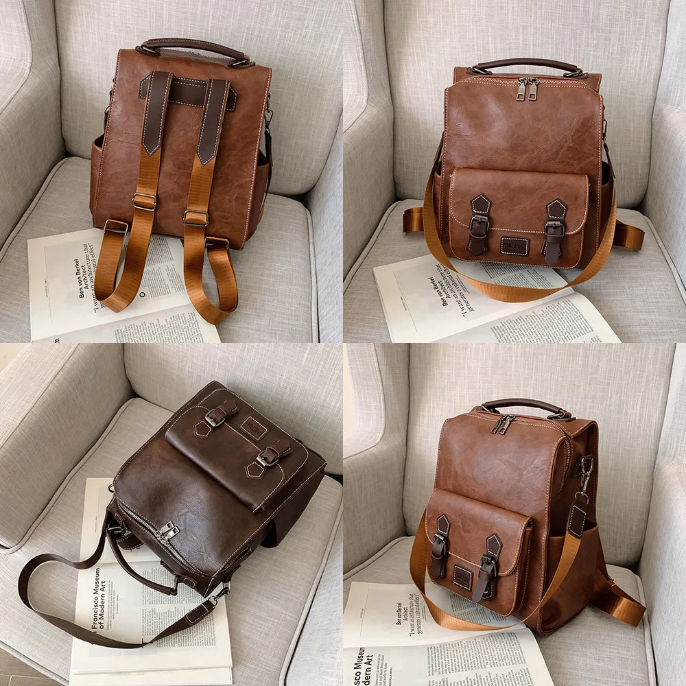 Sac à dos cuir marron vintage