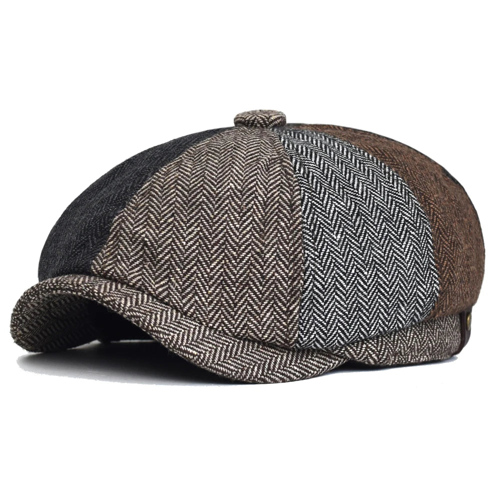 Casquette gavroche vintage à chevrons