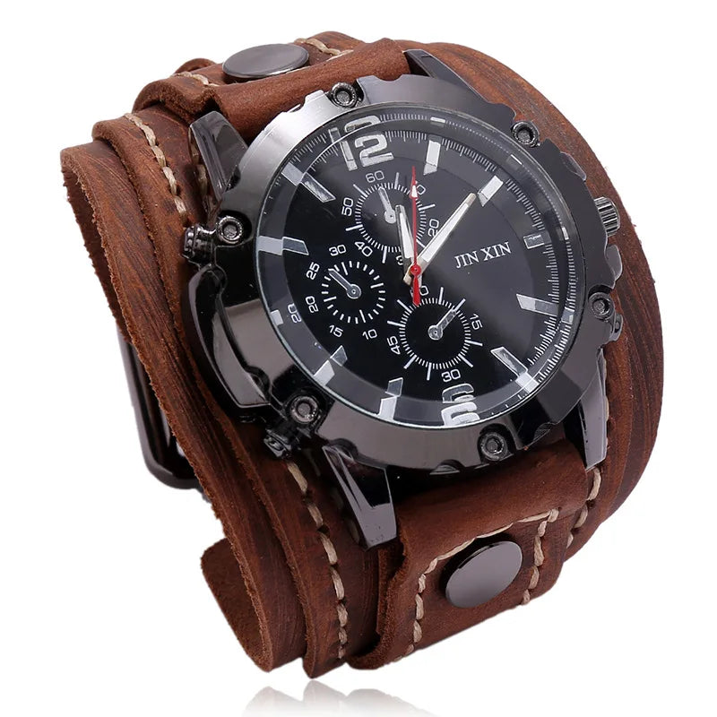 Montre vintage homme bracelet cuir