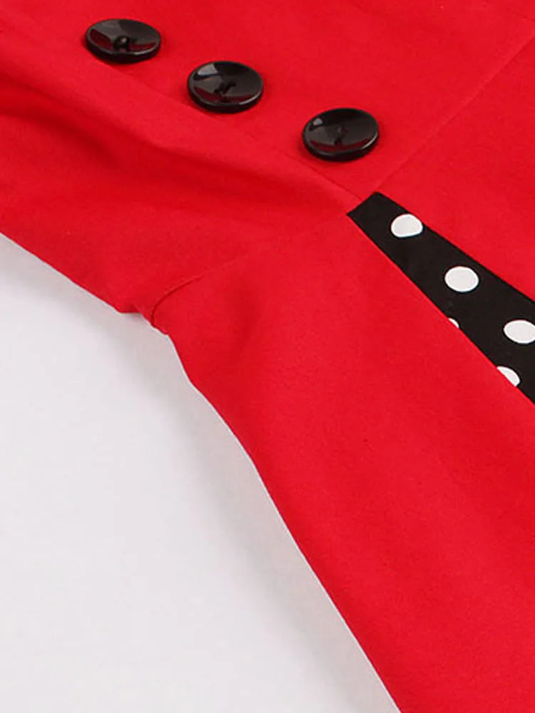 Robe vintage rouge à details noirs