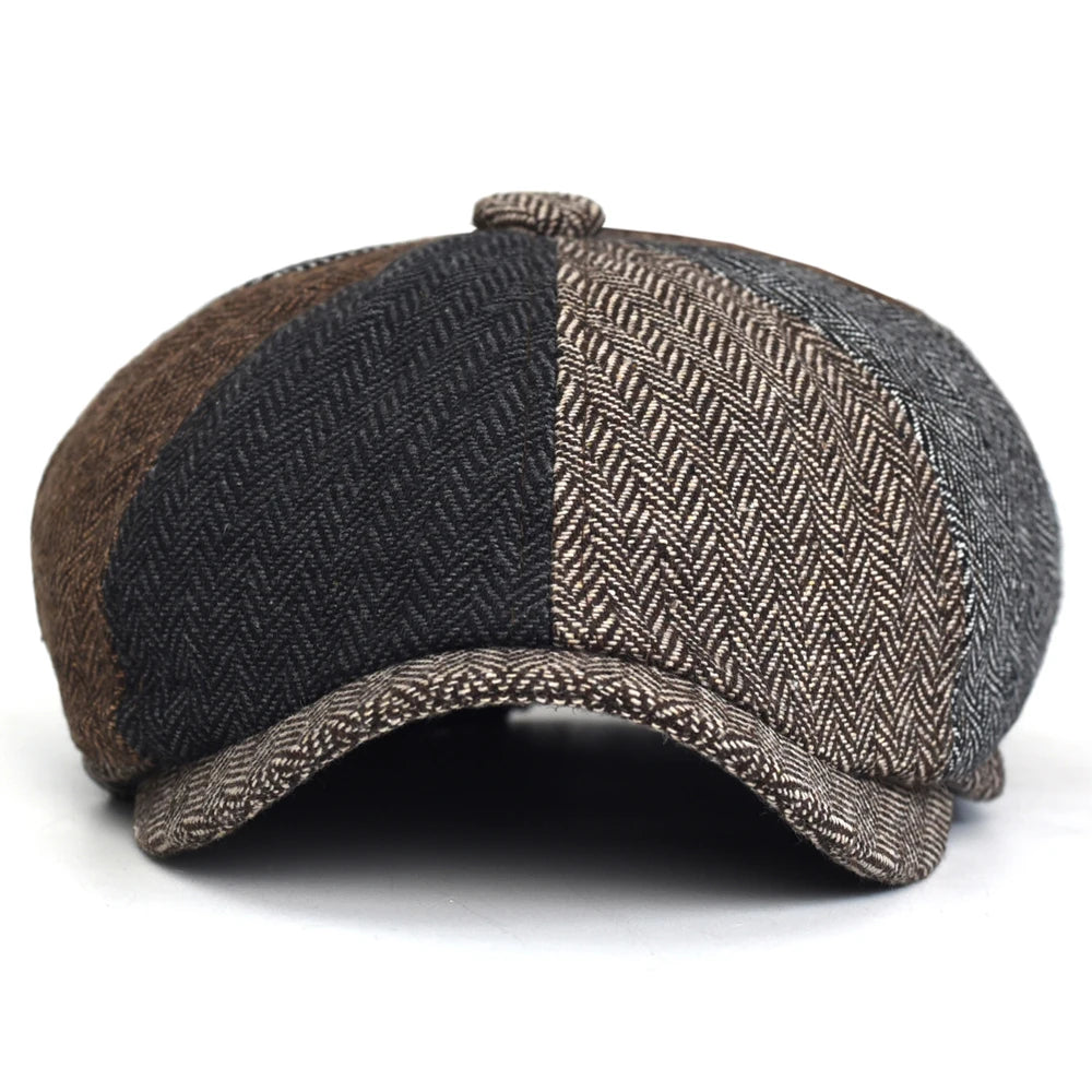 Casquette gavroche vintage à chevrons