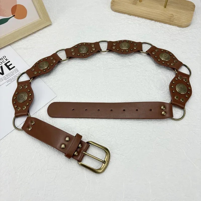 Ceinture vintage en cuir de cowboy