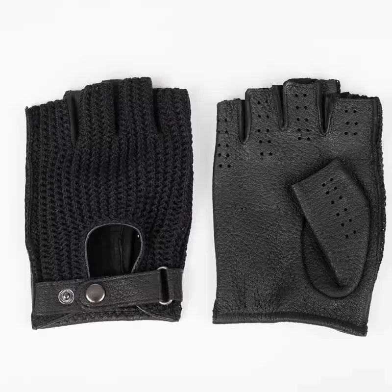 Gants de moto vintage à demi-doigts