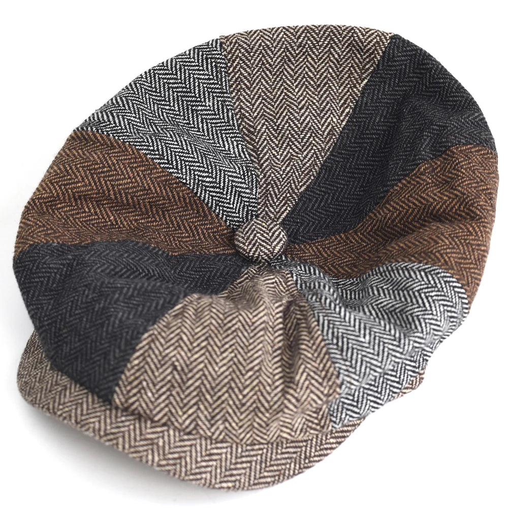 Casquette gavroche vintage à chevrons