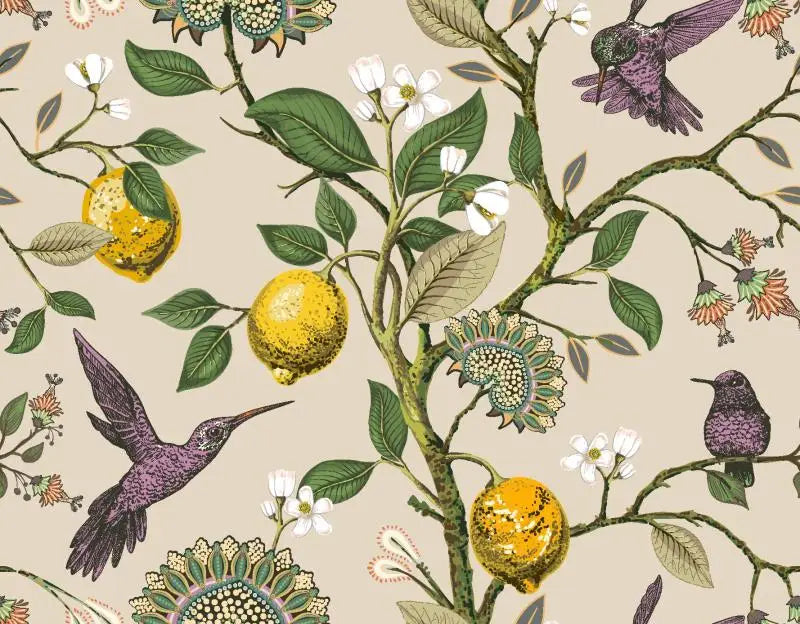 Papier peint oiseaux vintage
