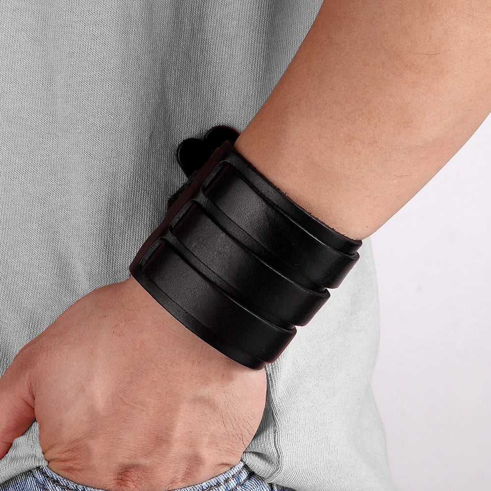 Bracelet triple en cuir vintage