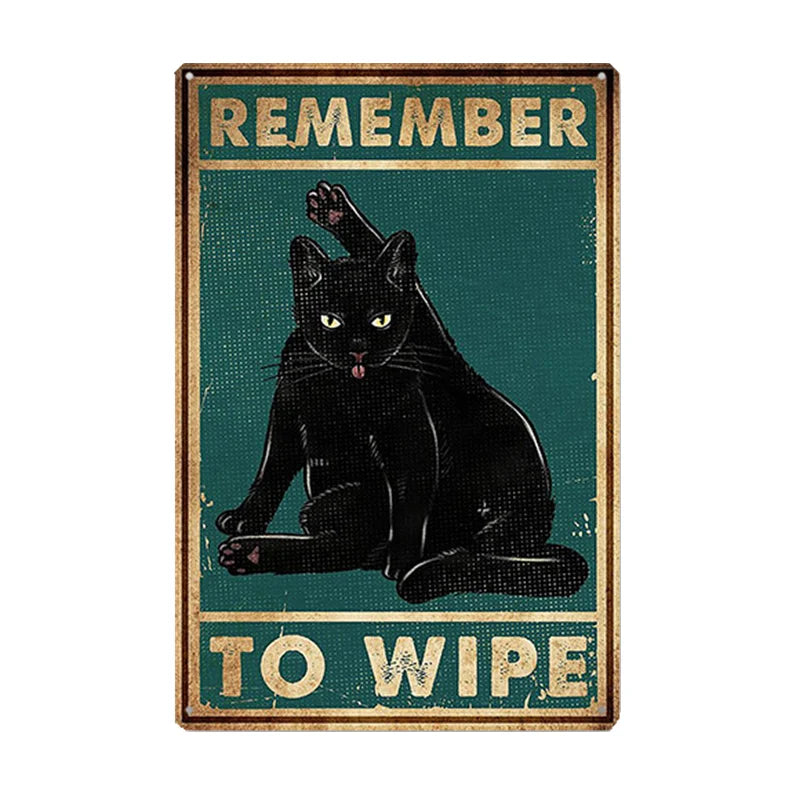 Plaque metal chat vintage