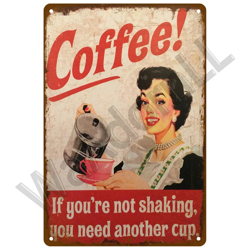 Plaque metal café vintage
