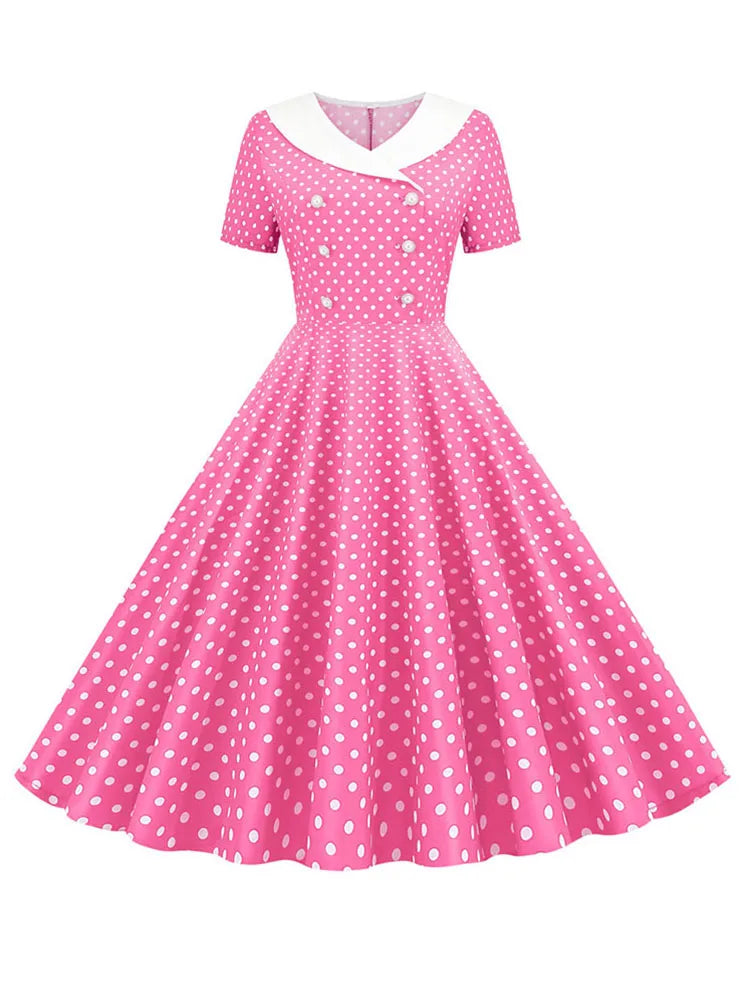 Robe vintage avec boutons pour femme