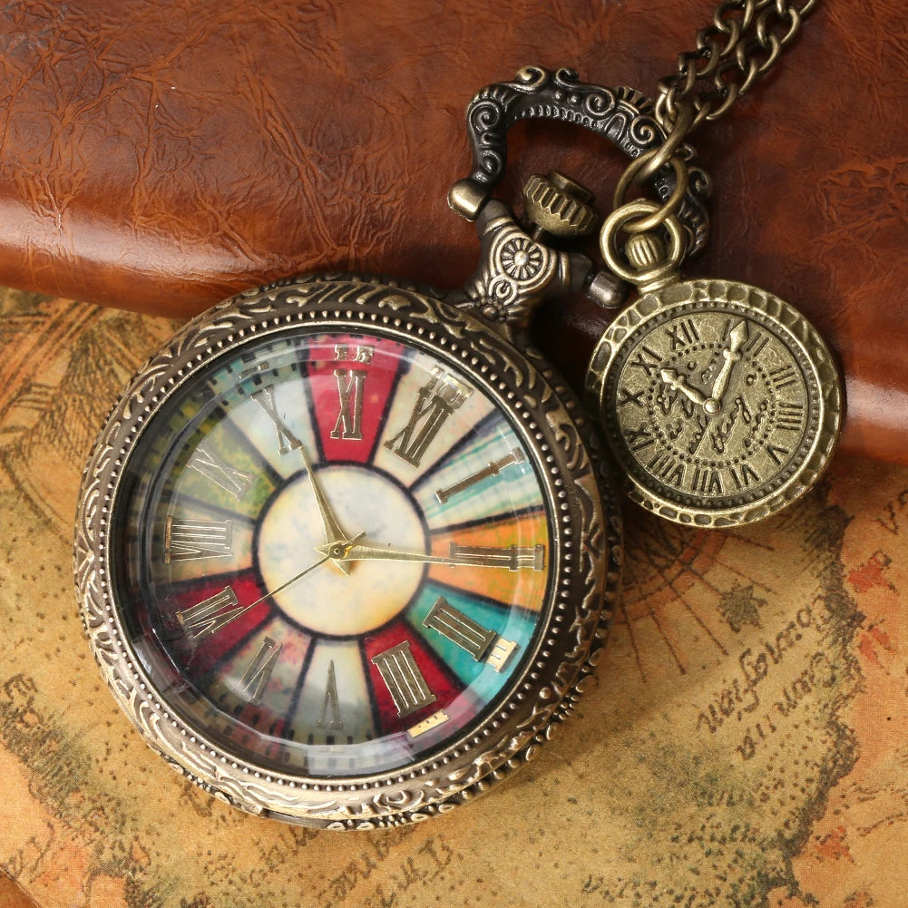 Montre à gousset vintage romaine colorée
