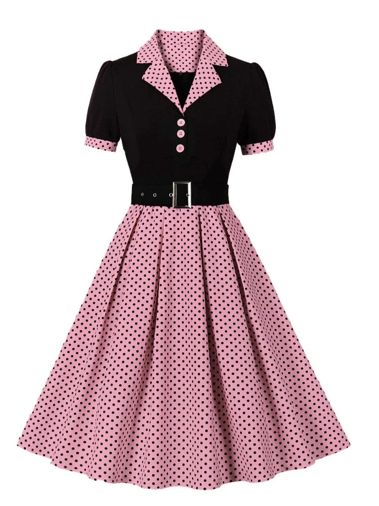 Robe vintage rouge et noir