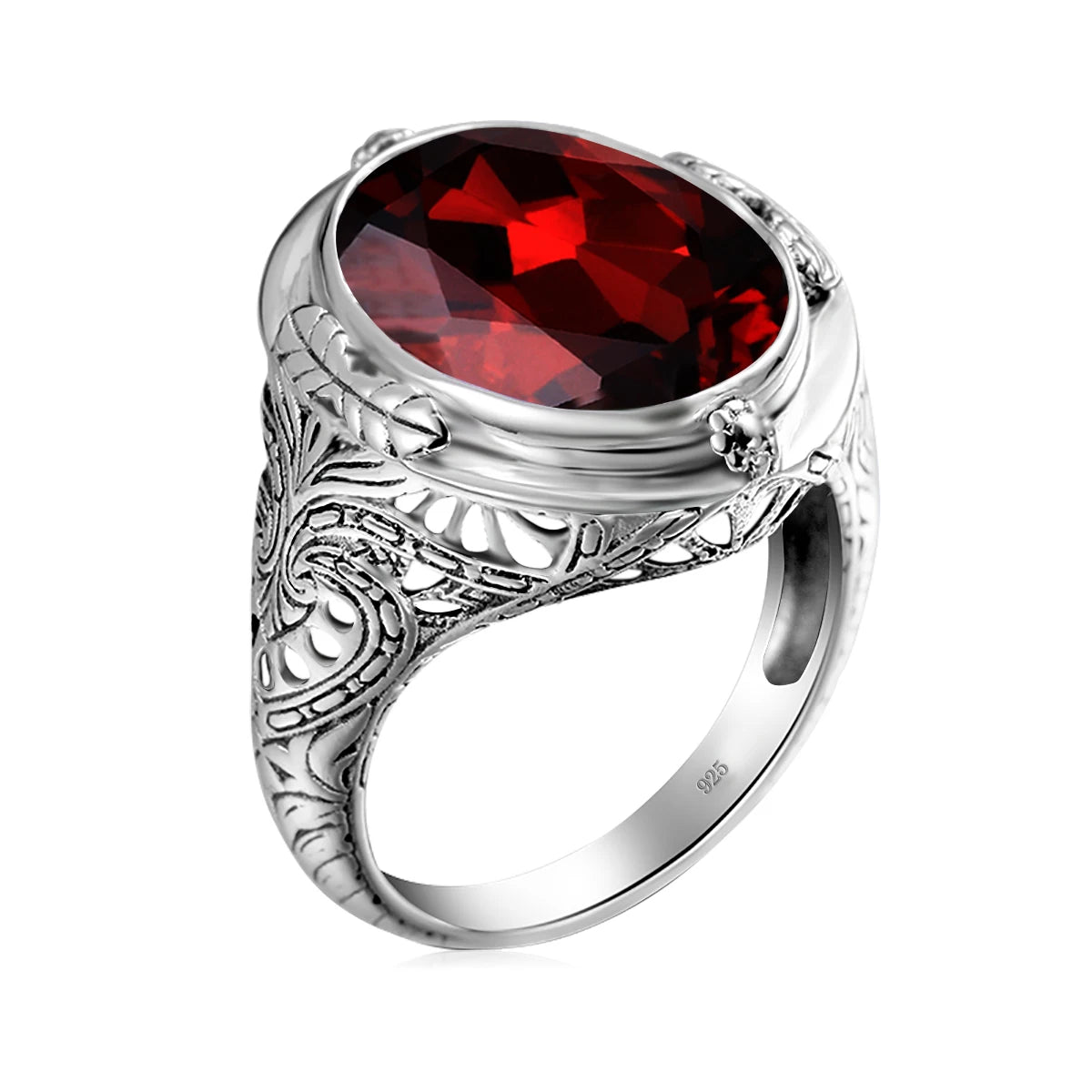 Bague nacrée rouge vintage