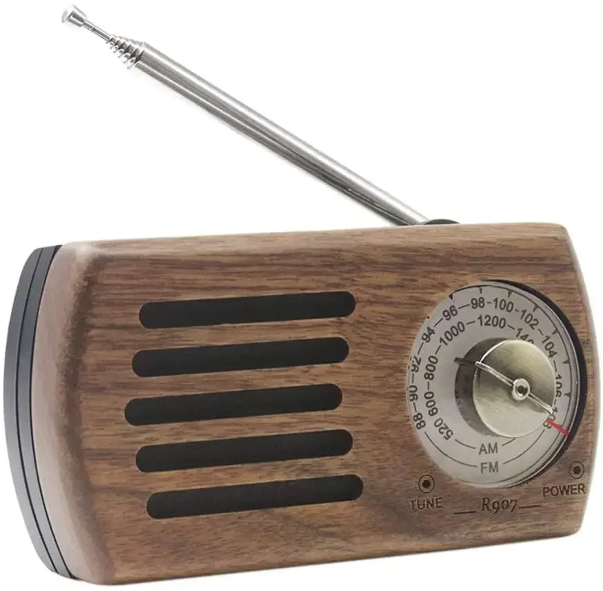 Mini radio portable vintage en bois