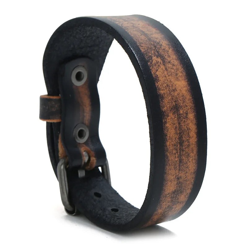 Bracelet en cuir bicolore vintage