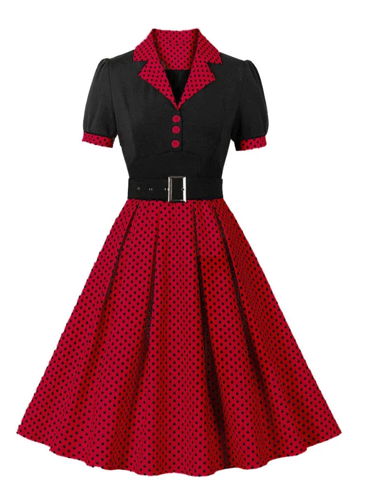 Robe vintage rouge et noir