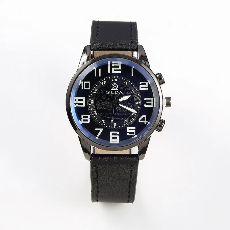 Montre à quartz en cuir exquis pour hommes