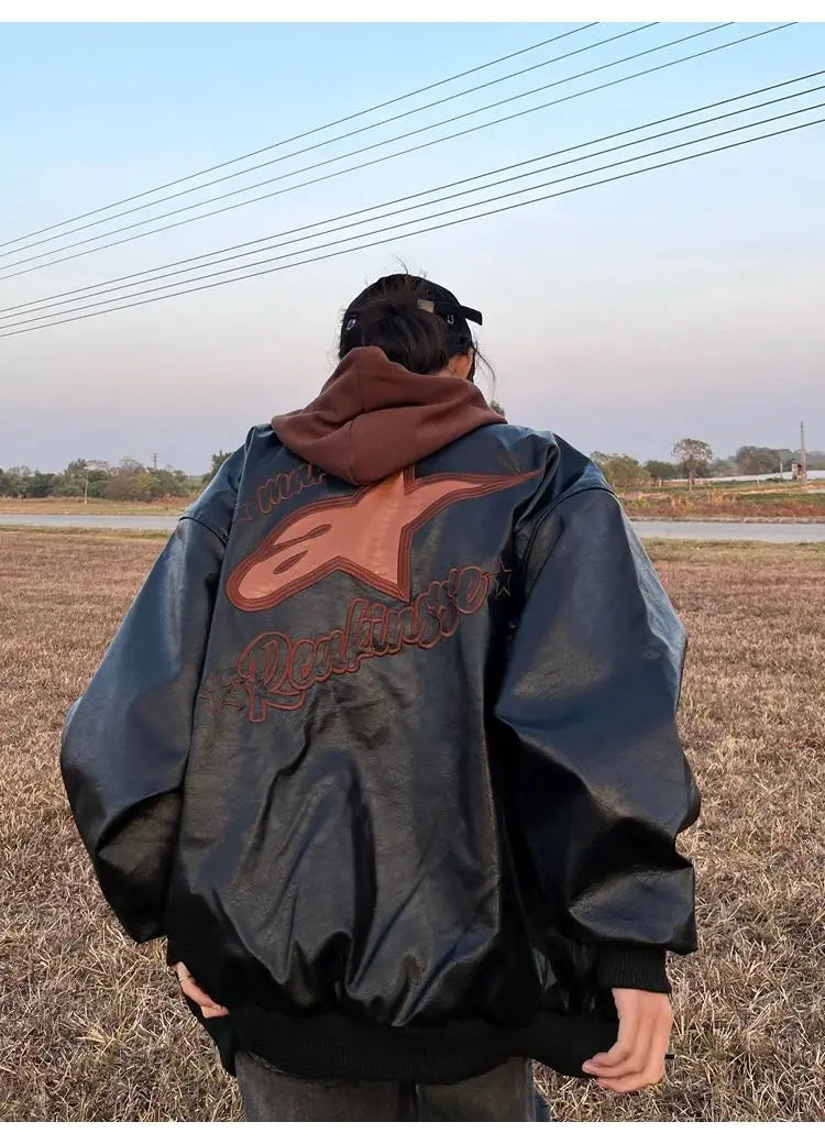 Veste en cuir oversize vintage
