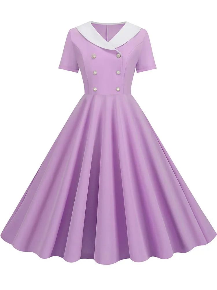 Robe vintage avec boutons pour femme
