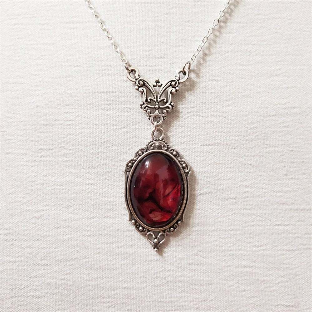 Collier vintage en quartz rouge