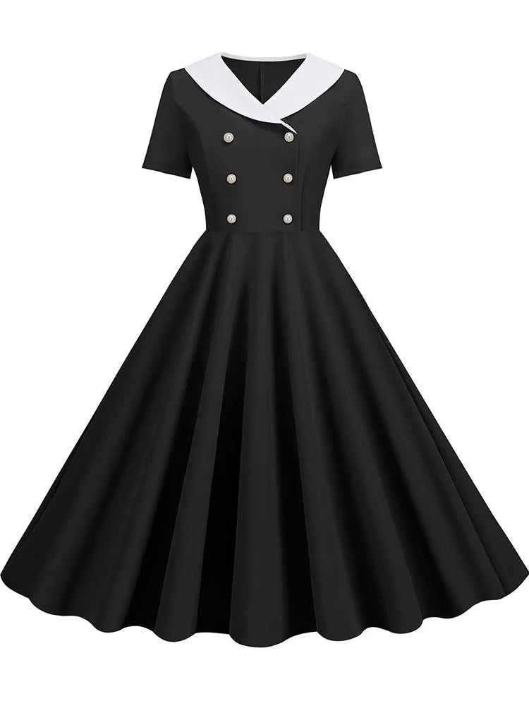 Robe vintage avec boutons pour femme