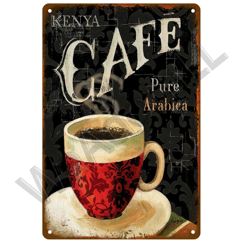 Plaque metal café vintage
