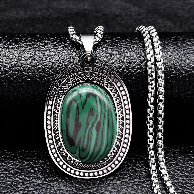 Collier vintage en malachite