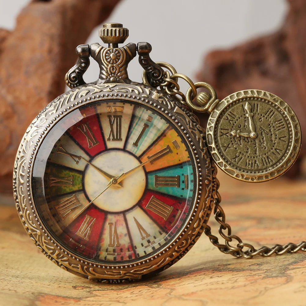 Montre à gousset vintage romaine colorée