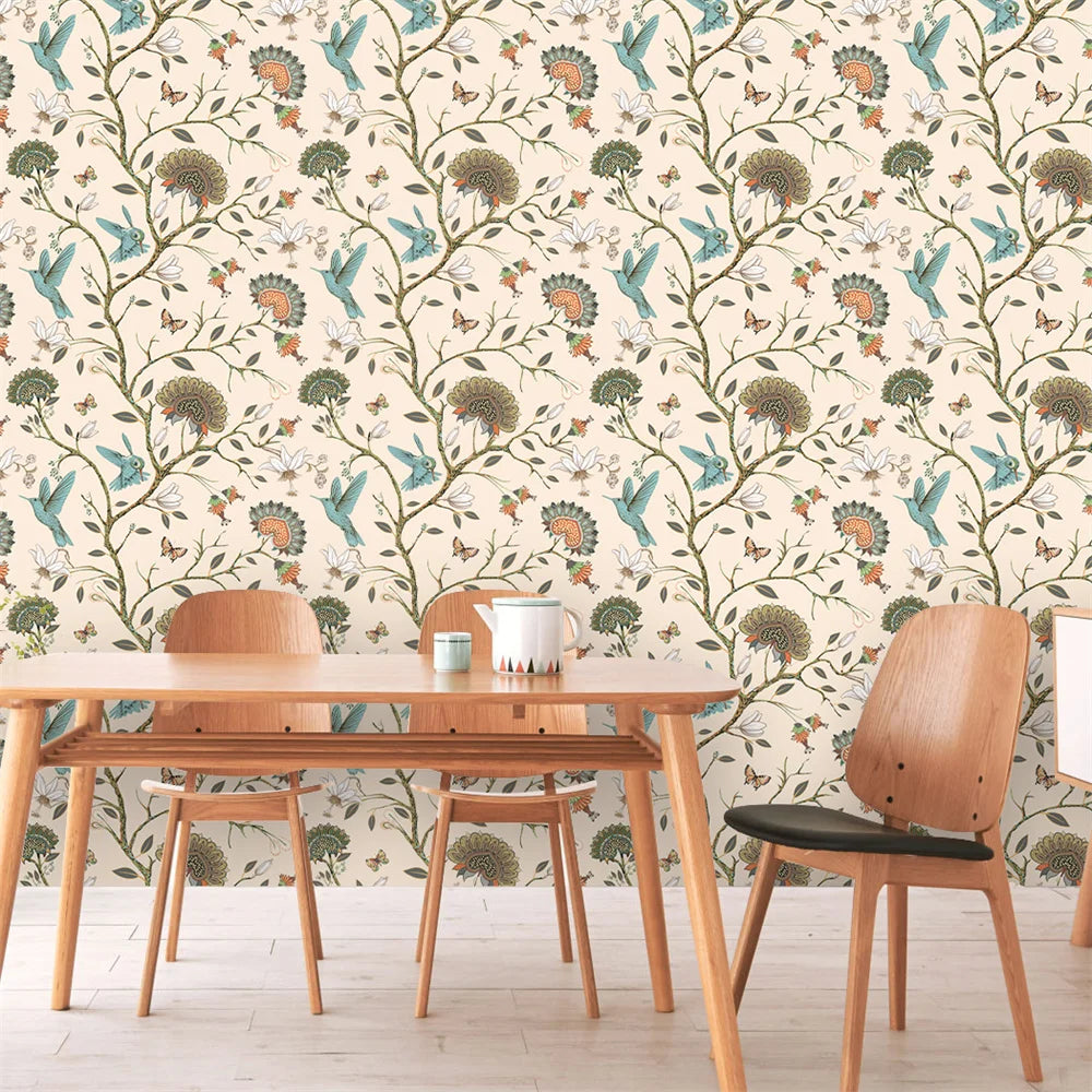 Papier peint oiseaux vintage
