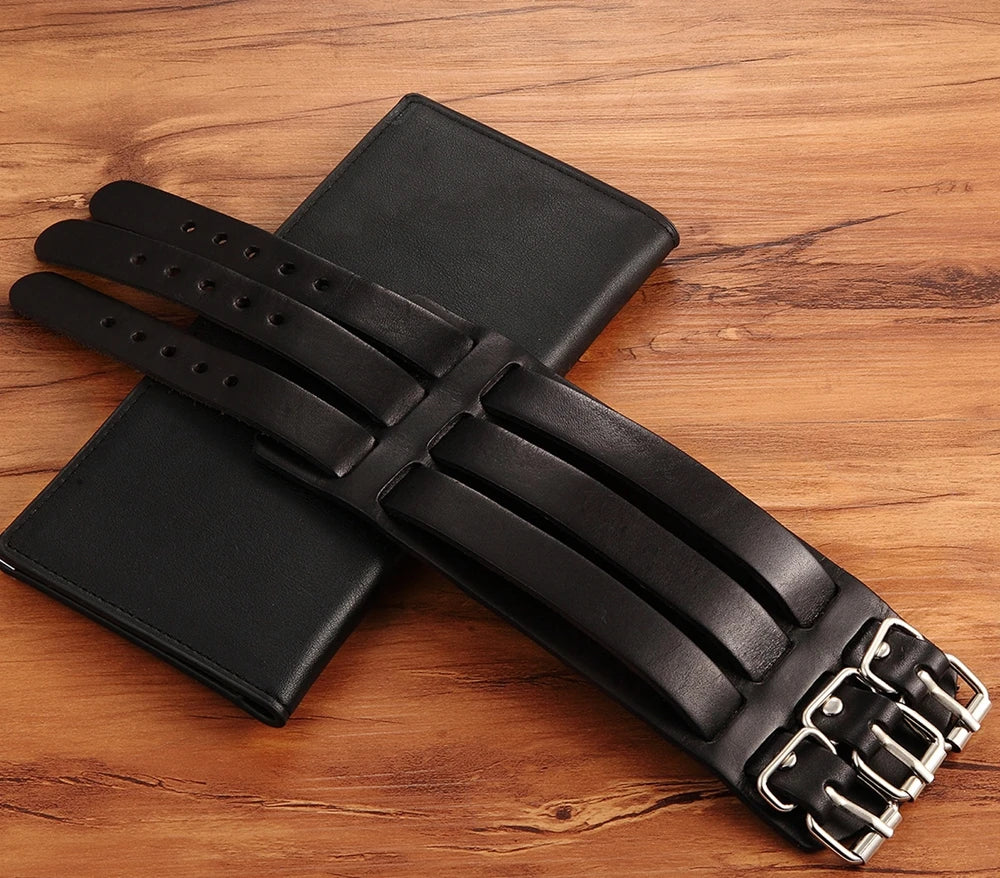 Bracelet triple en cuir vintage