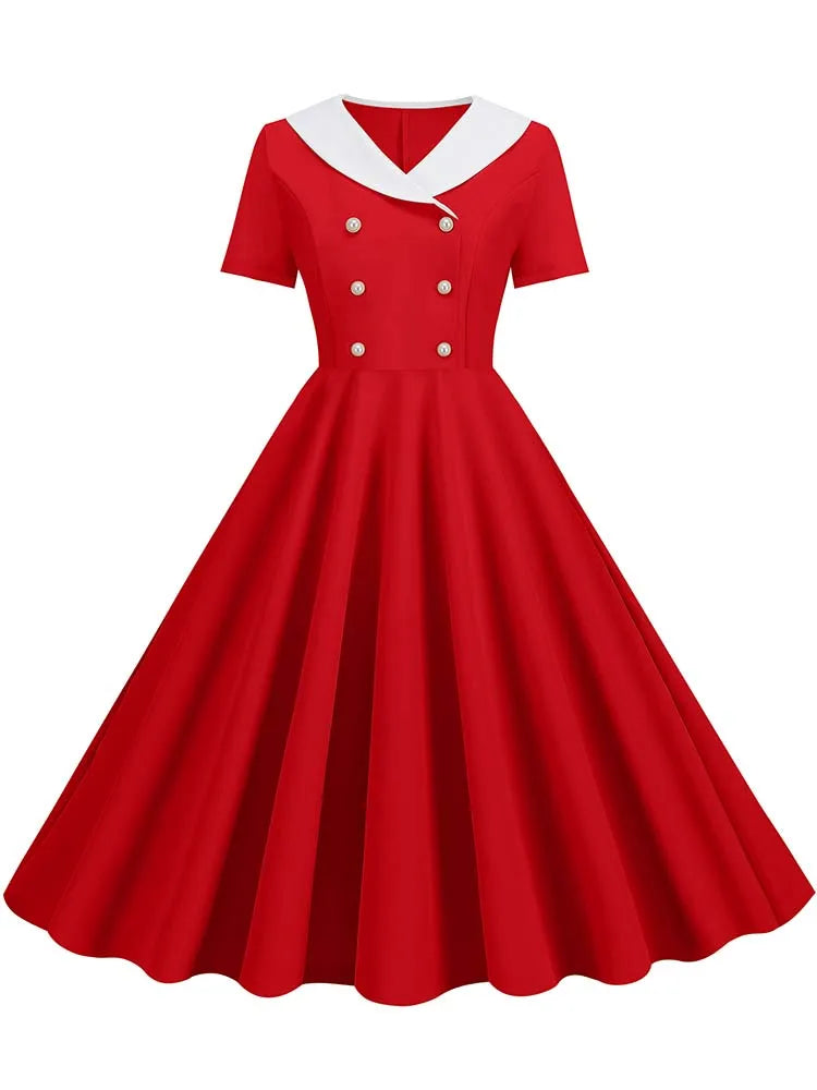 Robe vintage avec boutons pour femme