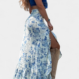 Robe Maxi Florale Kala avec Fente et Volants