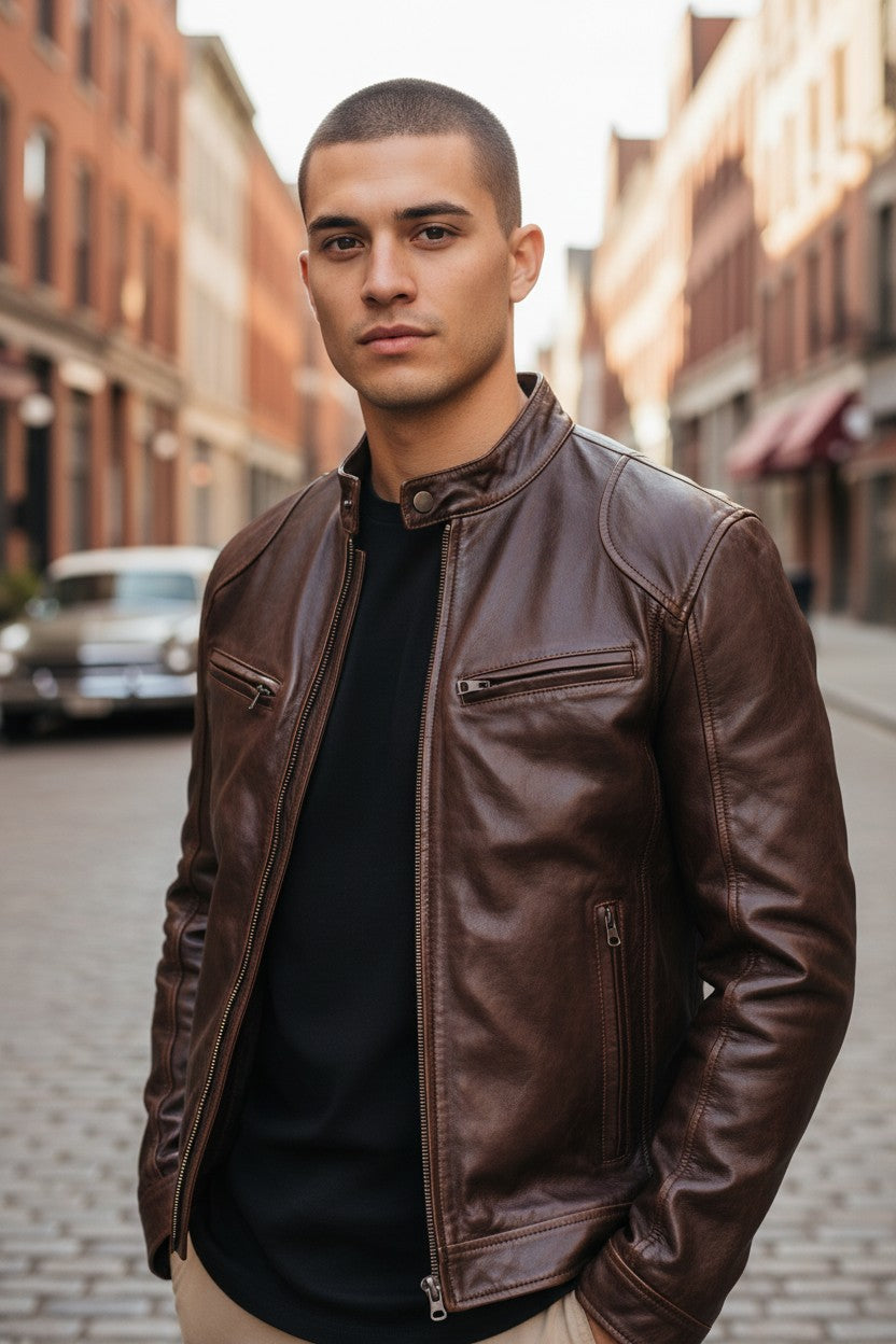 Veste homme cuir vintage